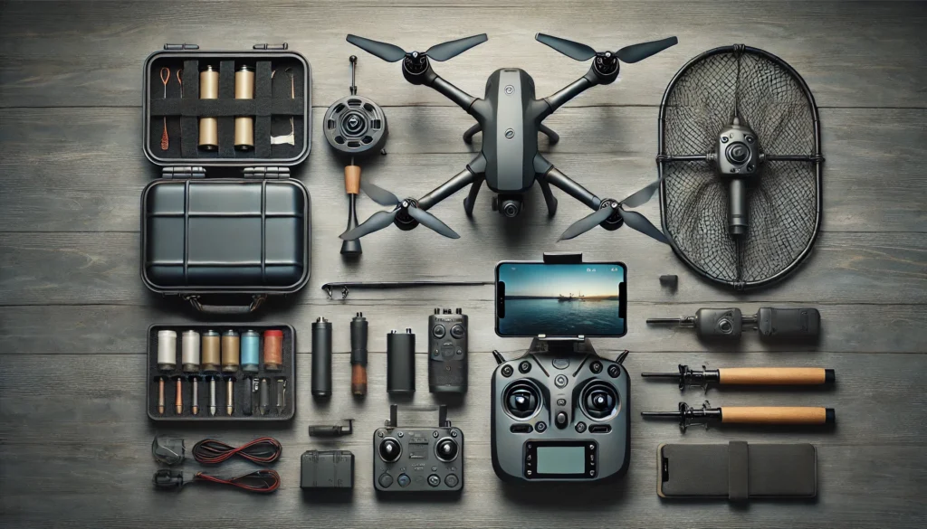 Drone Fishing Kit Laid Out on a Table